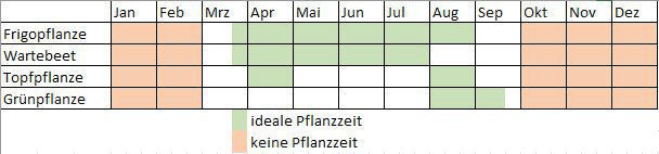 Dieser Erdbeerpflanzkalender gibt Aufschluss über die verschiedenen Pflanzzeitpunkte